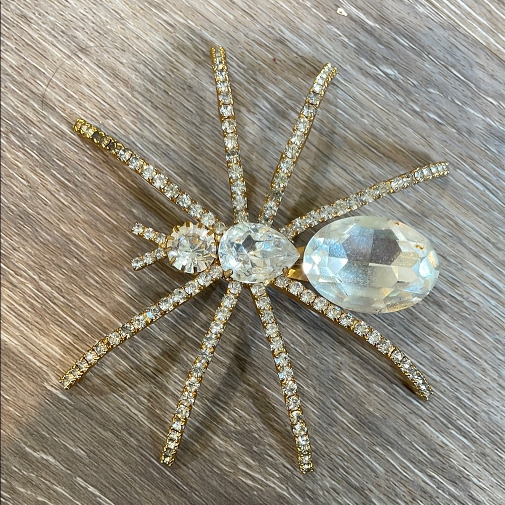 Gold and Silver Crystal Spider Brooch